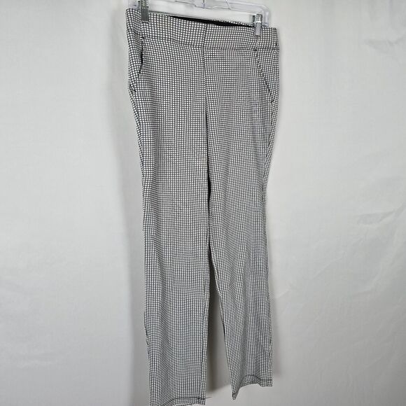 Max Studio Dress Pants Women's M Grey Black White Check Flat Front Pockets - Picture 16 of 16